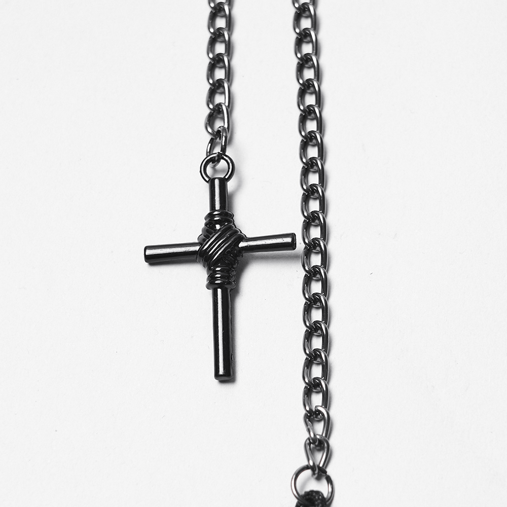 Gothic Black Feather Halo Headdress with Chains