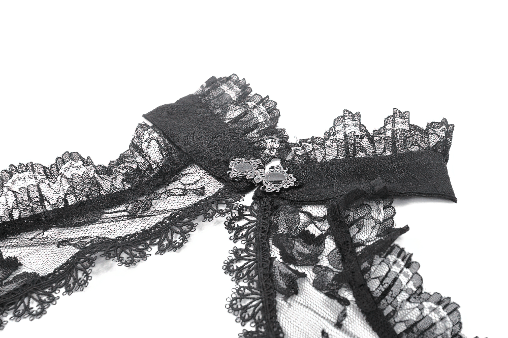 Gothic Black Floral Lace Shrug with Long Flared Sleeves