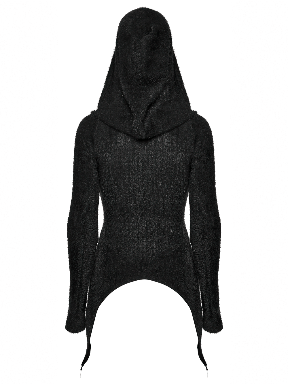 Gothic Black Hooded Top with Woven Cross Front Detail