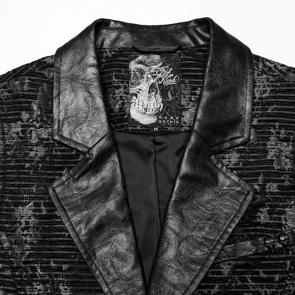 Gothic Black Jacquard Waistcoat with Gemstone Buckle