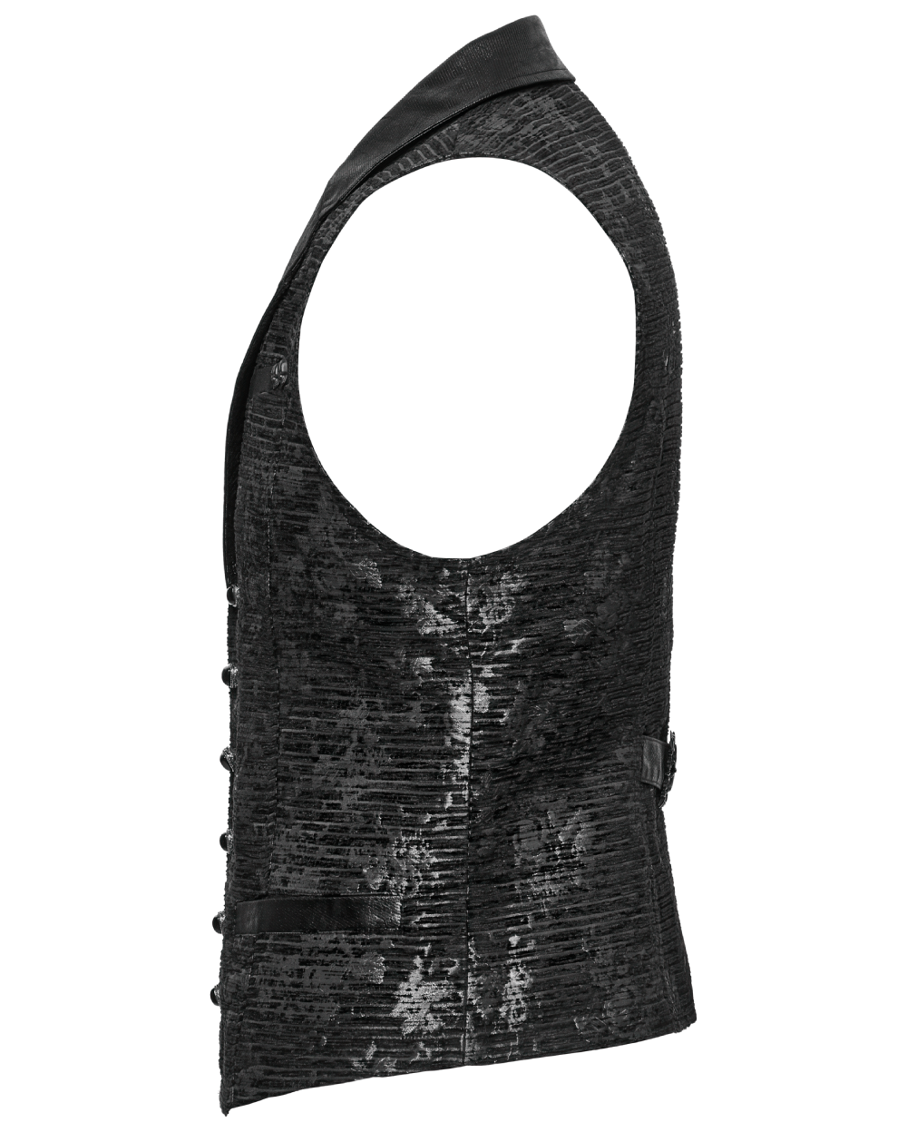 Gothic Black Jacquard Waistcoat with Gemstone Buckle