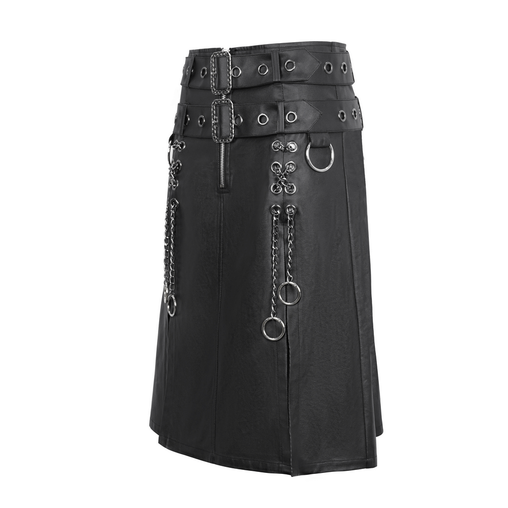 Gothic Black Kilt with Chains and Metal Details
