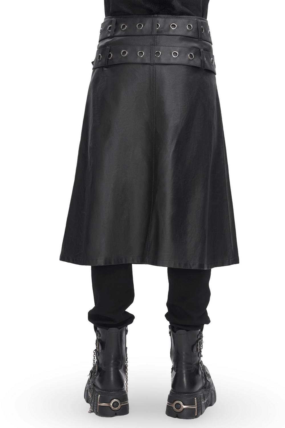Gothic Black Kilt with Chains and Metal Details