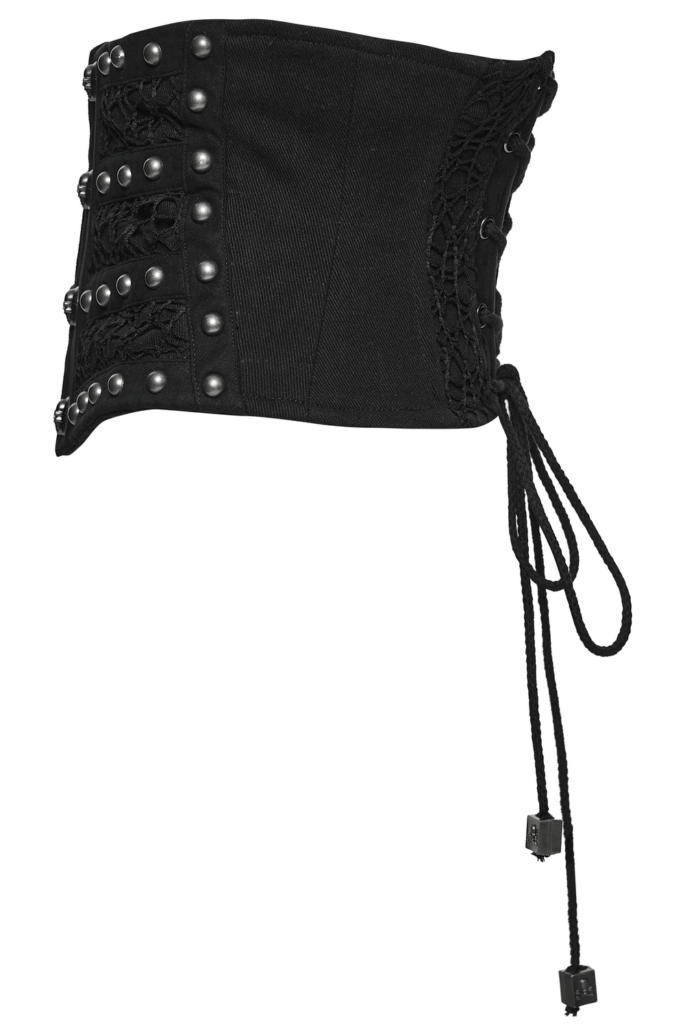 Gothic Black Lace and Rivet Waist Cincher Corset