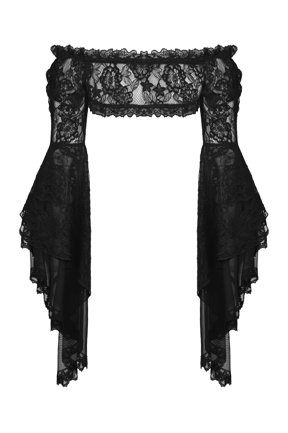 Gothic Black Lace Bell Sleeve Off-the-Shoulder Bolero