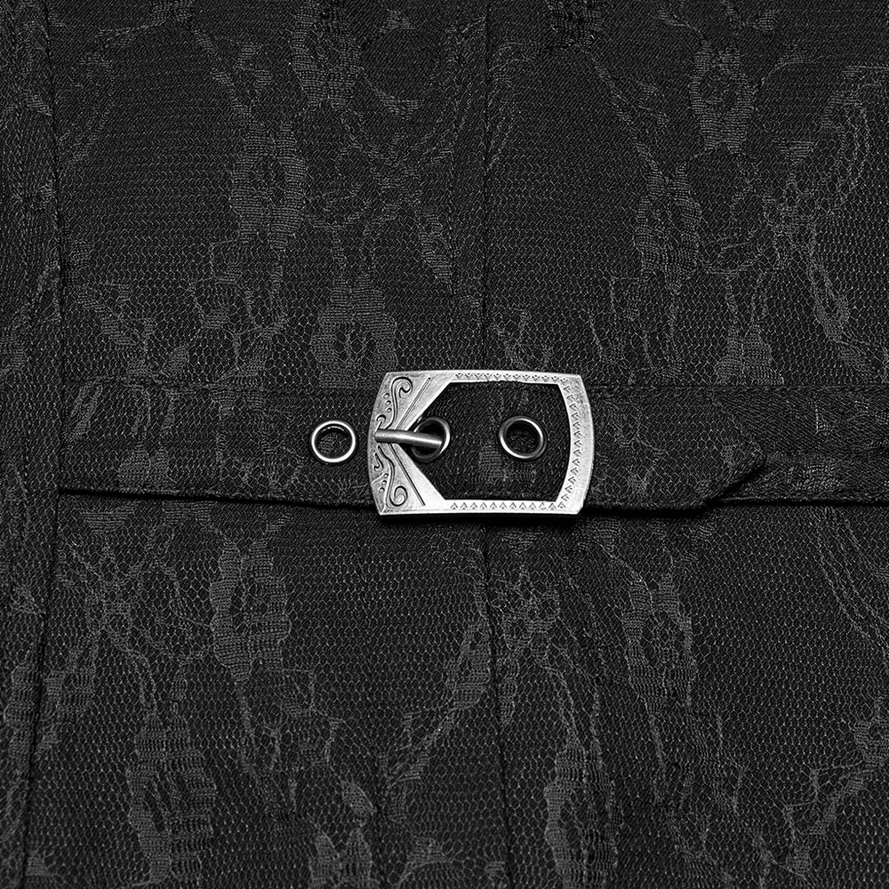 Gothic Black Lace Lapel Waistcoat with Engraved Buttons