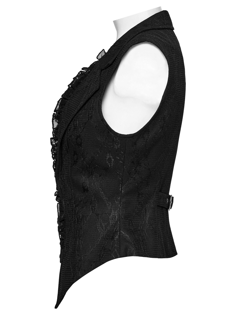 Gothic Black Lace Lapel Waistcoat with Engraved Buttons