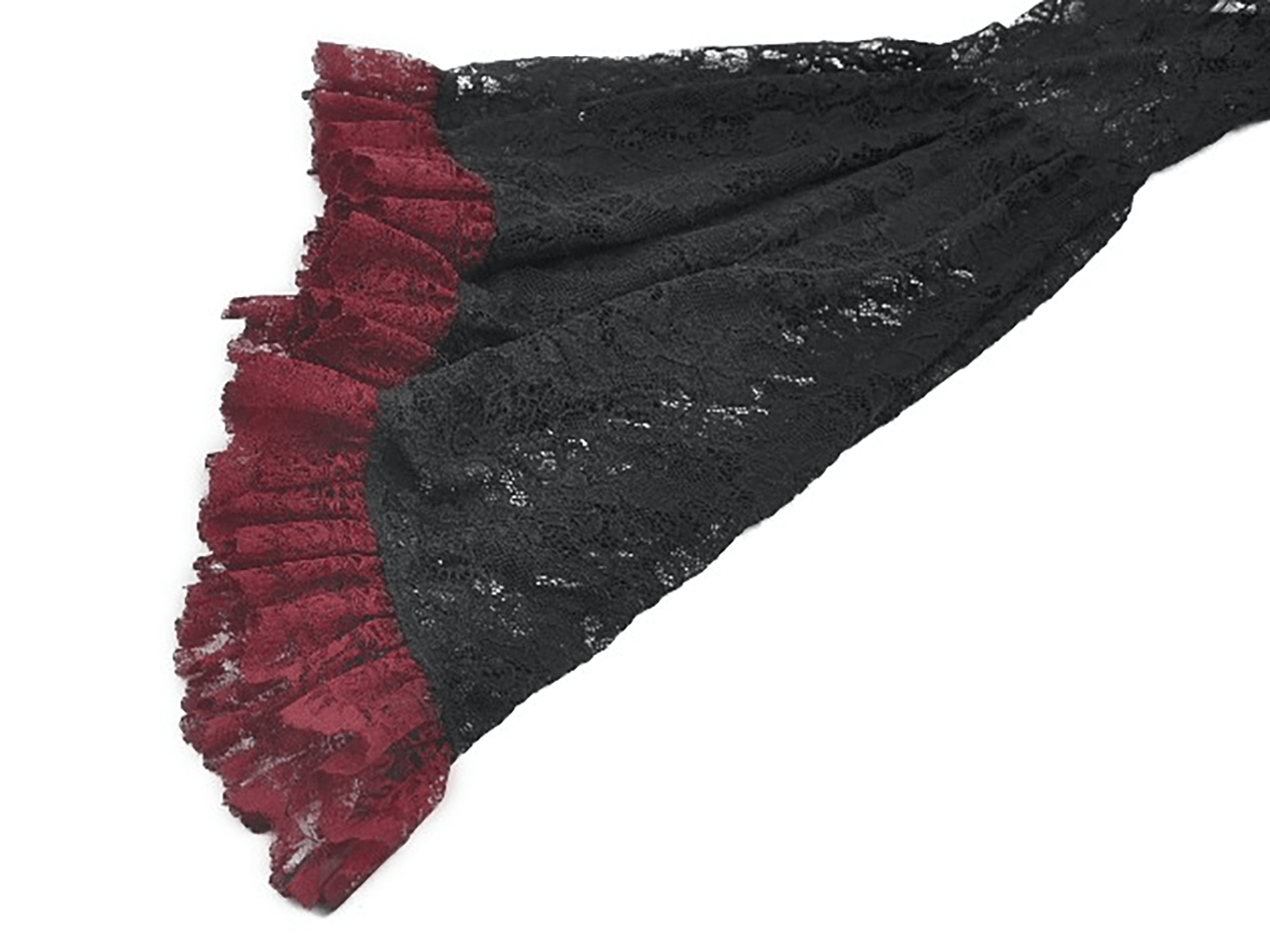 Gothic Black Lace Shrug with Red Ruffled Trim Sleeves