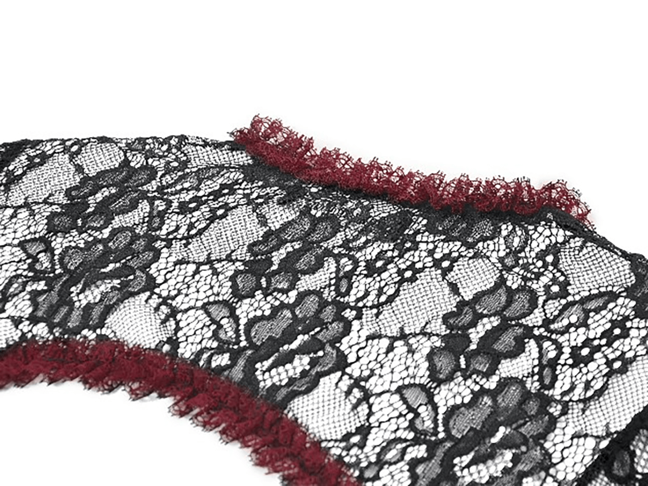 Gothic Black Lace Shrug with Red Ruffled Trim Sleeves