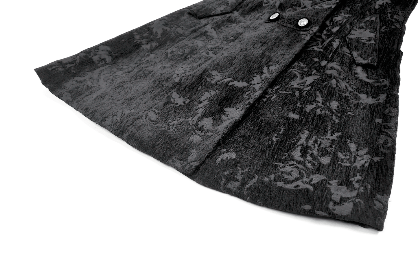 Gothic Black Long Coat with Silver Buttons for Women