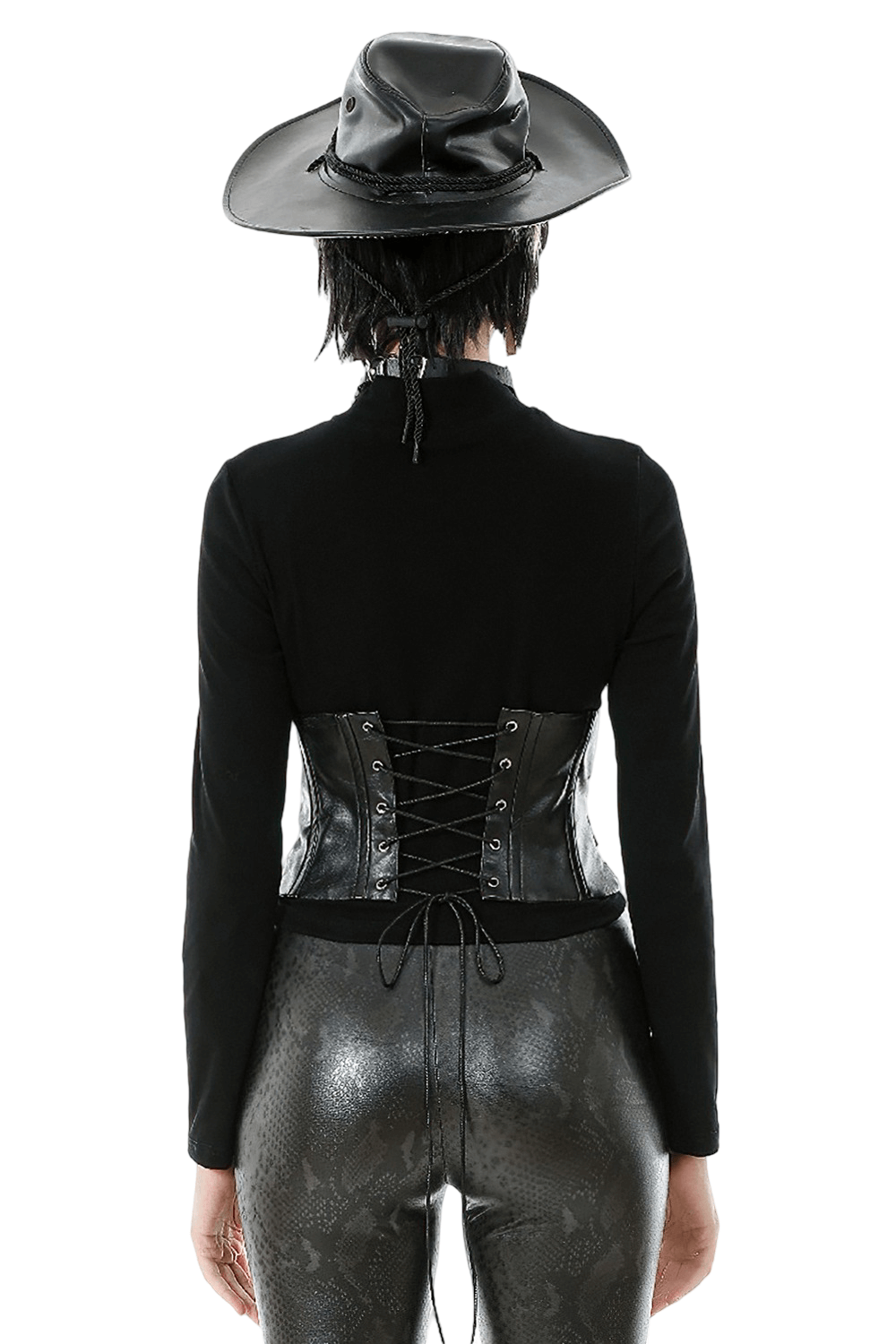 Gothic Black Long-Sleeved Top with Skeleton Hand Print