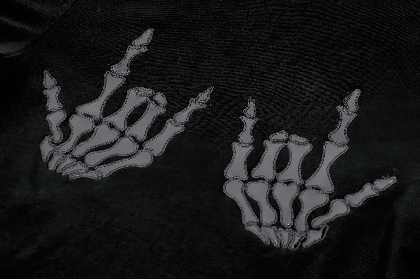 Gothic Black Long-Sleeved Top with Skeleton Hand Print