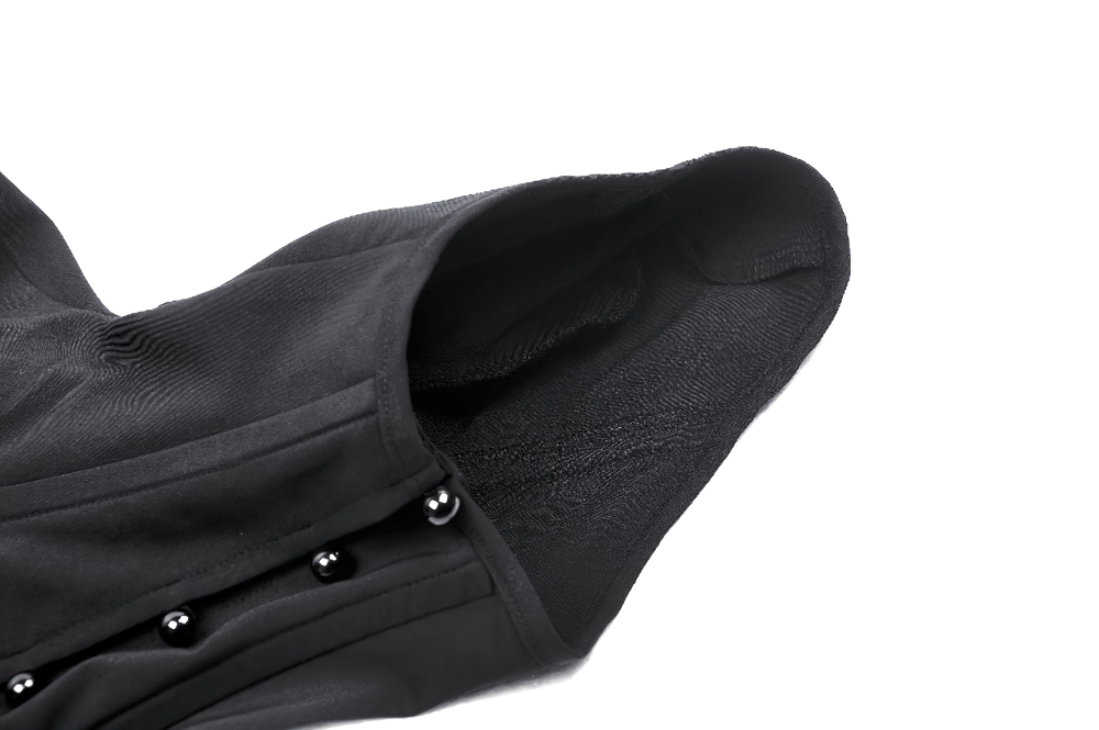 Gothic Black Masked Hooded Cape with Structured Design