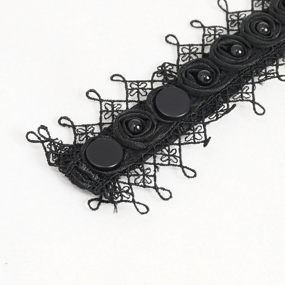 Gothic Black Men's Shirt With Tie Collar / Steampunk Male Long Sleeves Shirt