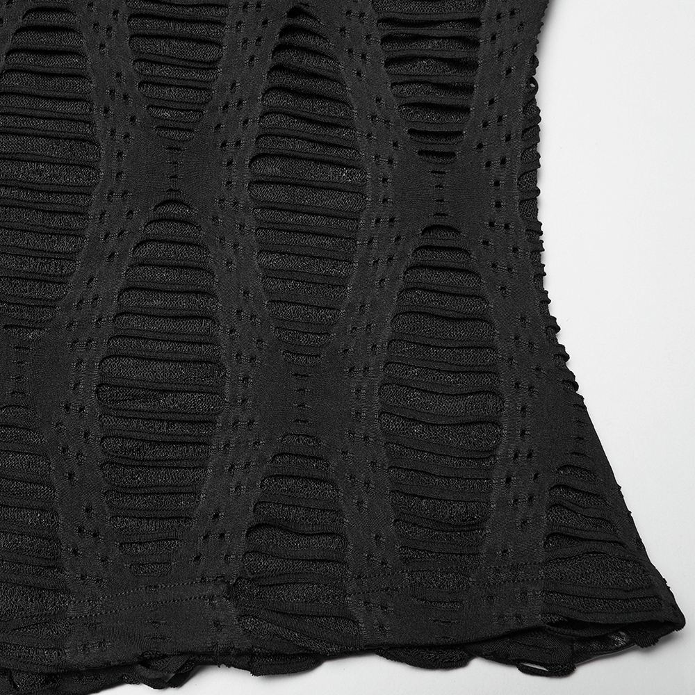 Gothic Black Mesh Hoodie Top with Buckle Cuff Detail