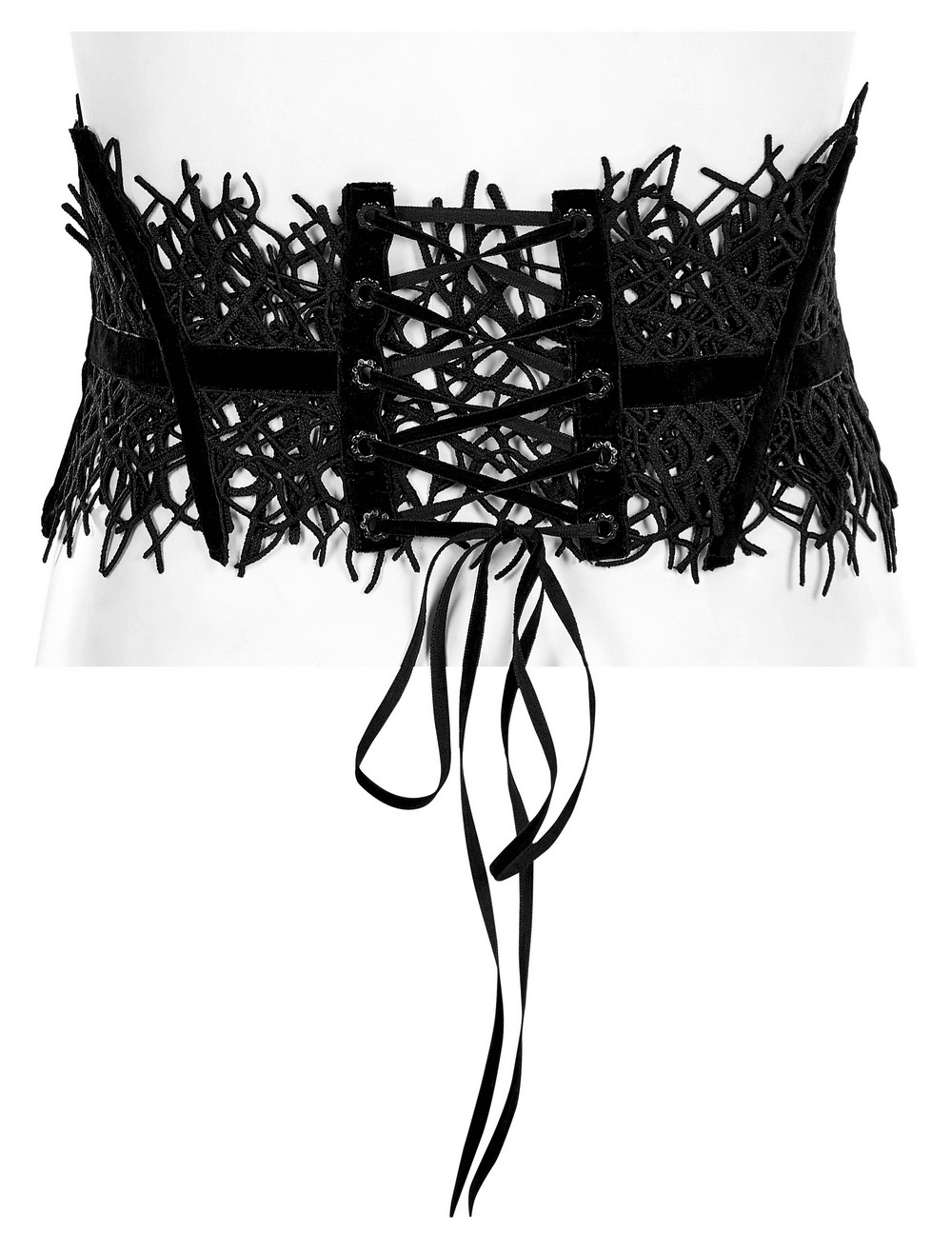 Gothic Black Net Corset Belt with Zipper for Women