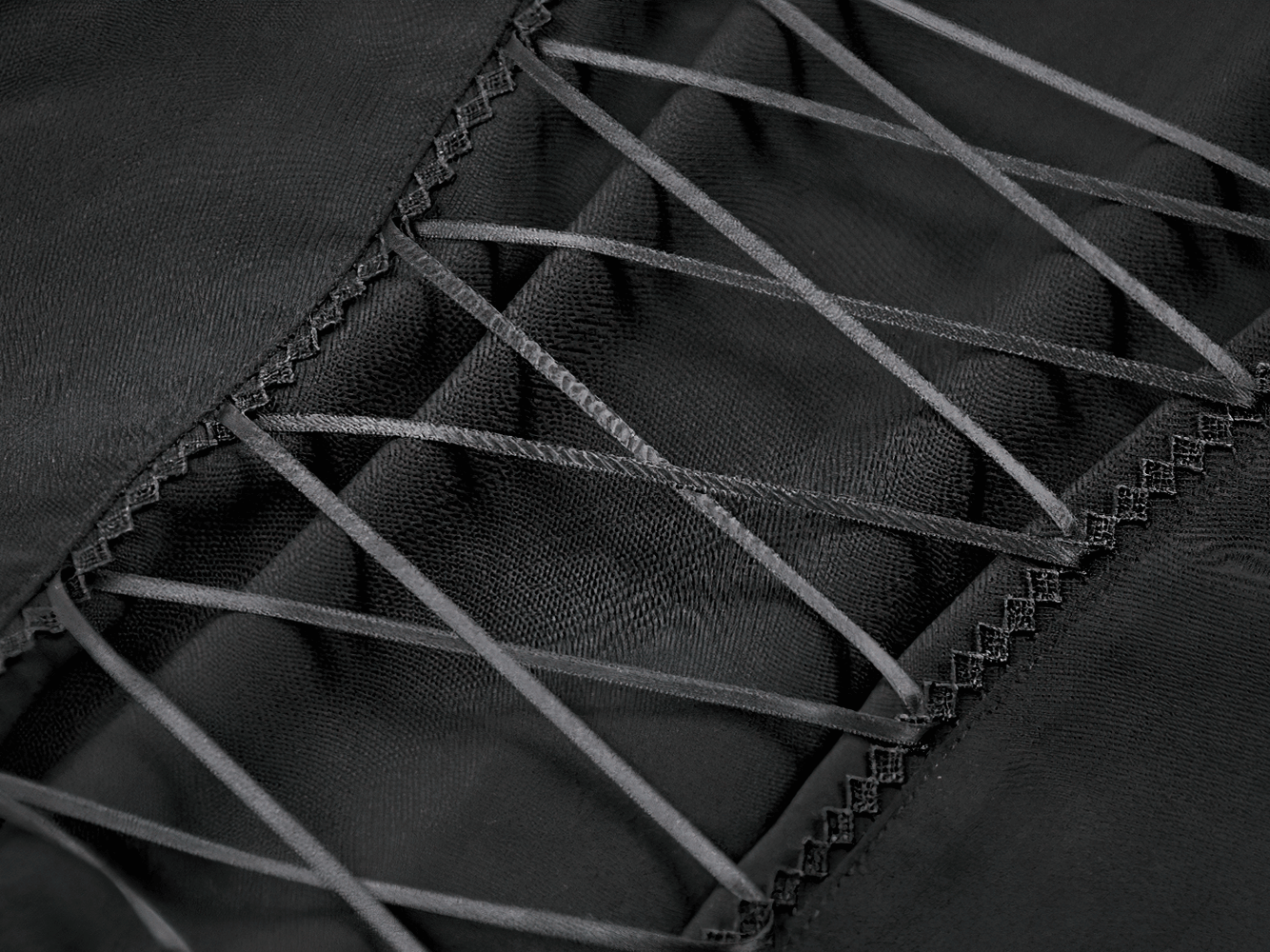 Gothic Black Ruffled Blouse with Corset Lace Back