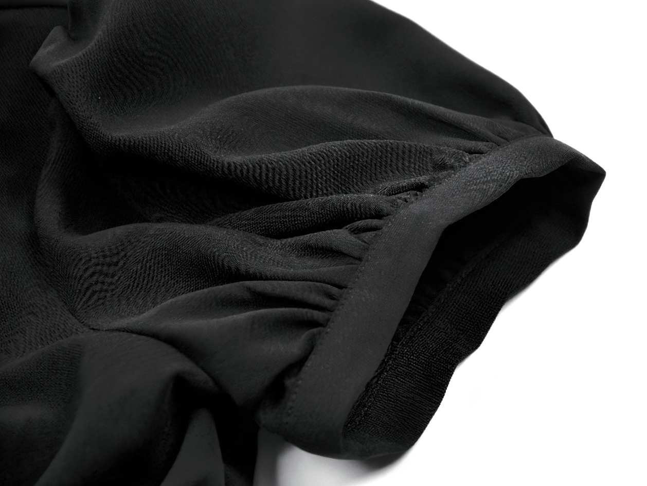 Gothic Black Ruffled Blouse with Corset Lace Back