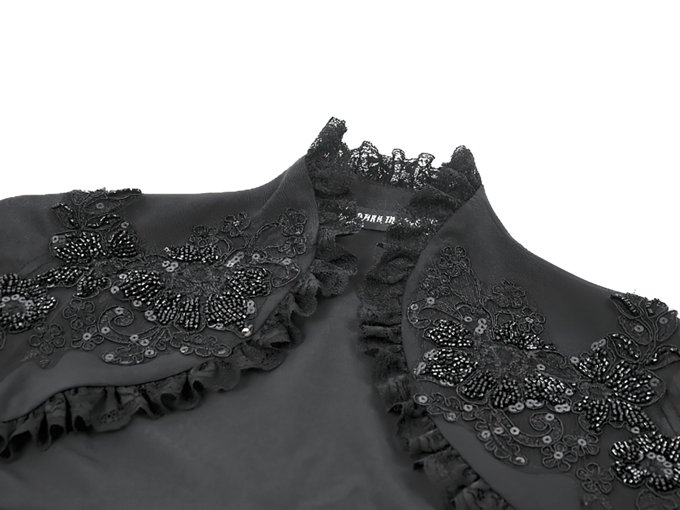 Gothic Black Shrug with Beaded Embroidery and Long Sleeves