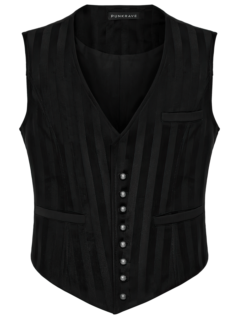 Gothic Black Striped Vest with Retro Button Detailing