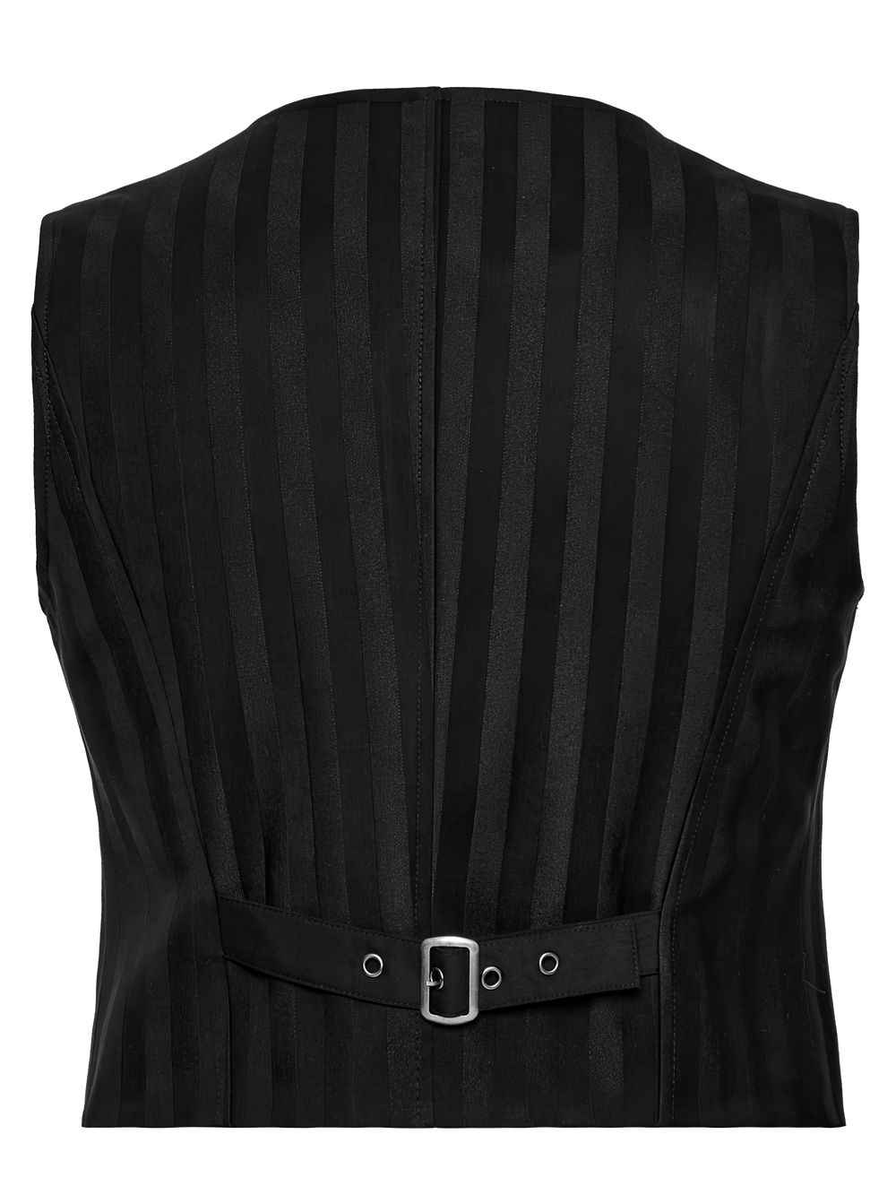 Gothic Black Striped Vest with Retro Button Detailing