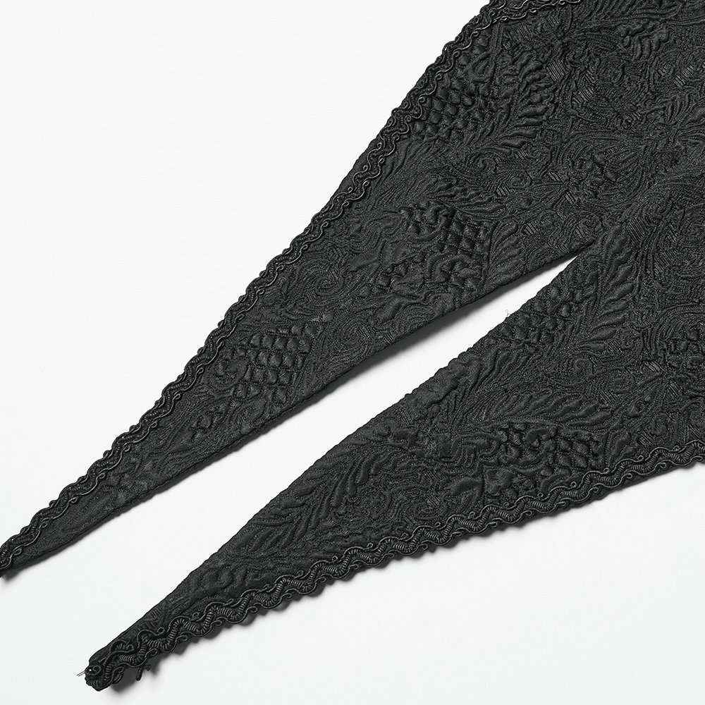 Gothic Black Swallowtail Waistcoat with Plush Lapel