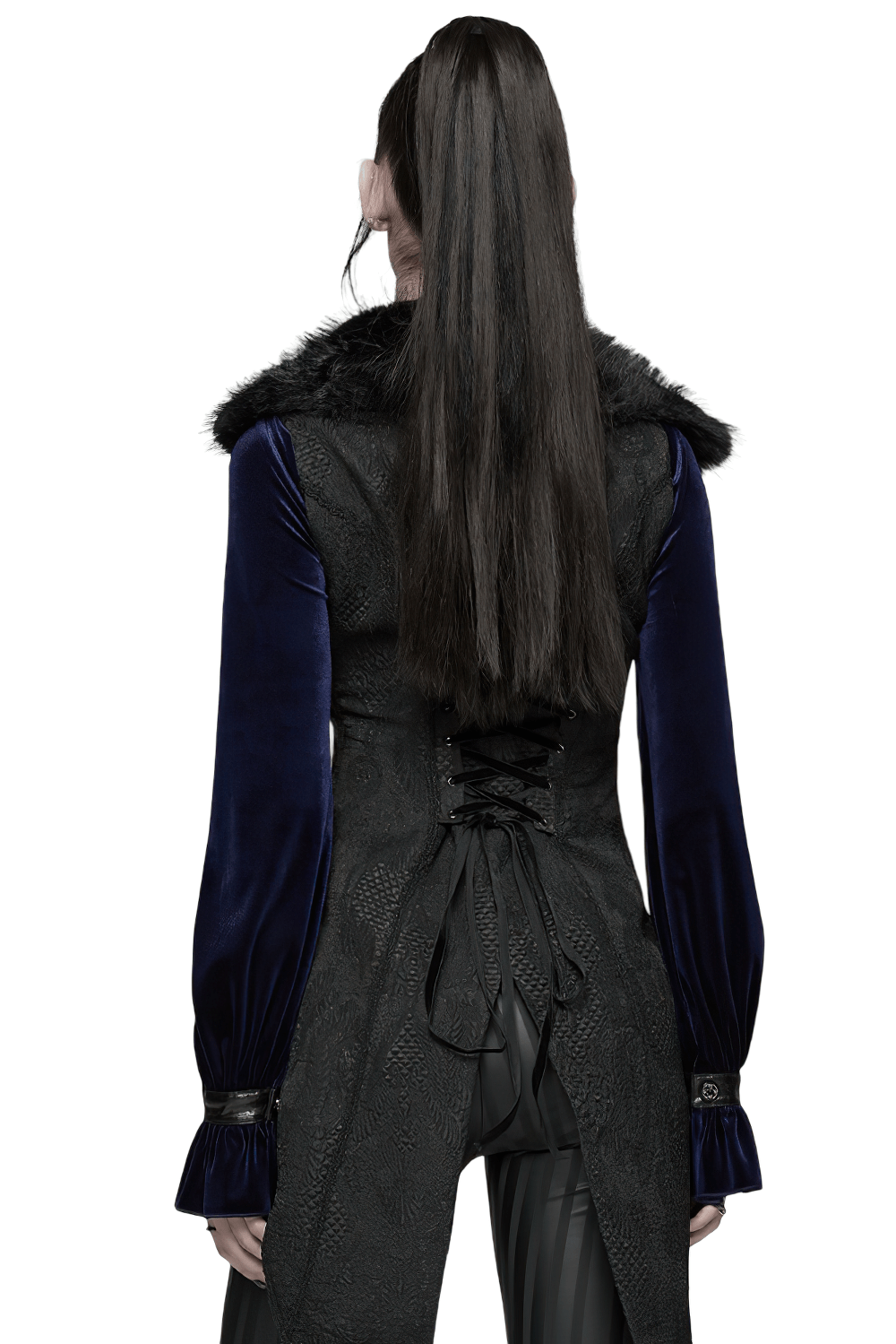 Gothic Black Swallowtail Waistcoat with Plush Lapel