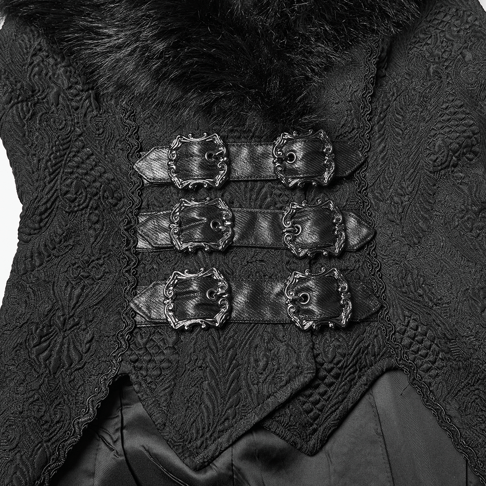 Gothic Black Swallowtail Waistcoat with Plush Lapel