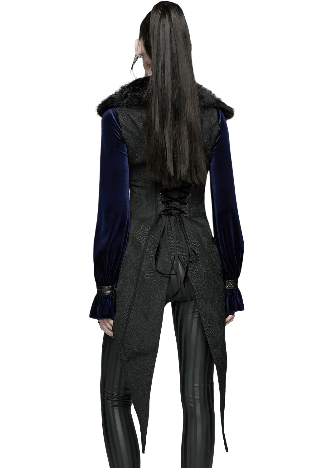Gothic Black Swallowtail Waistcoat with Plush Lapel