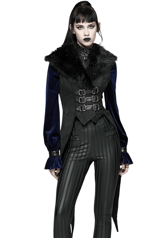 Gothic Black Swallowtail Waistcoat with Plush Lapel