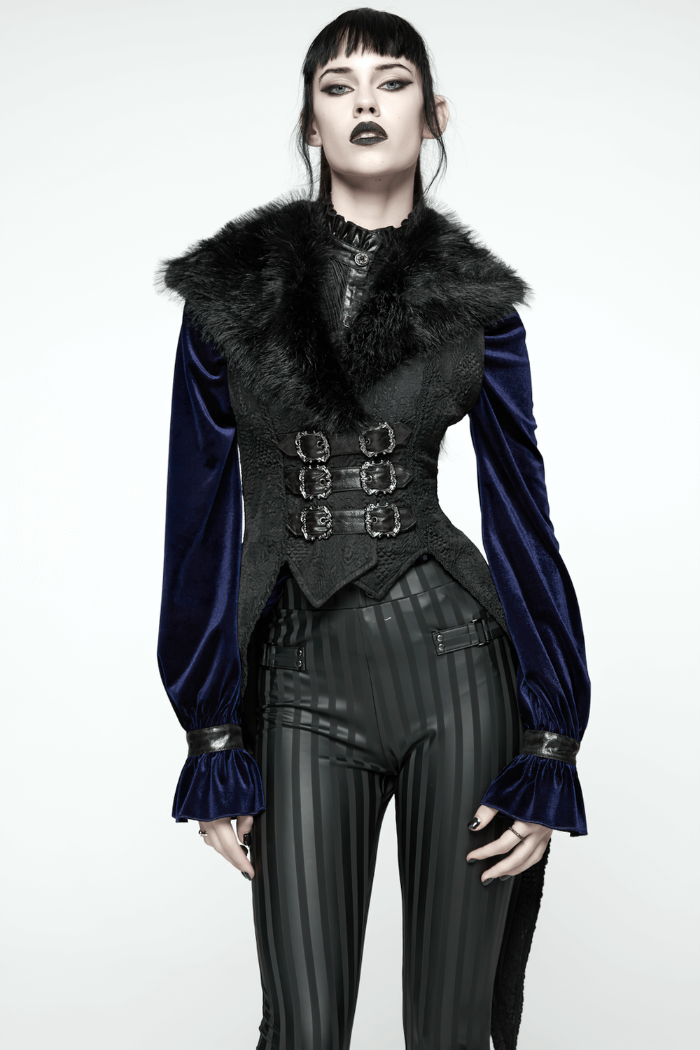 Gothic Black Swallowtail Waistcoat with Plush Lapel
