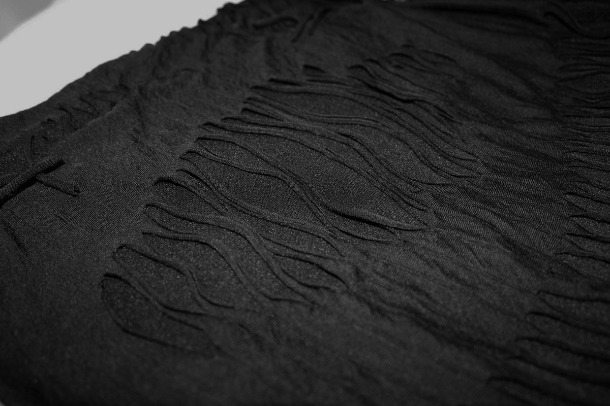 Gothic Black T-Shirts with Fringes / Men's Slashed T-Shirt with Mesh and Studs