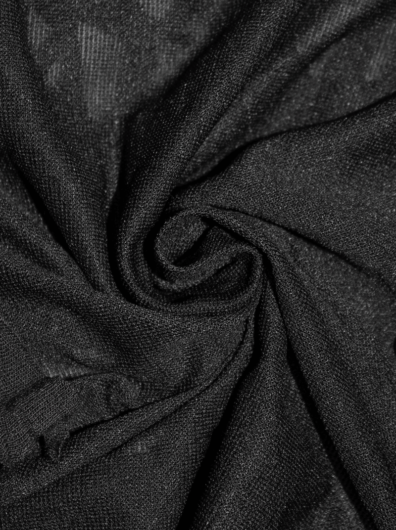 Gothic Black T-Shirts with Fringes / Men's Slashed T-Shirt with Mesh and Studs