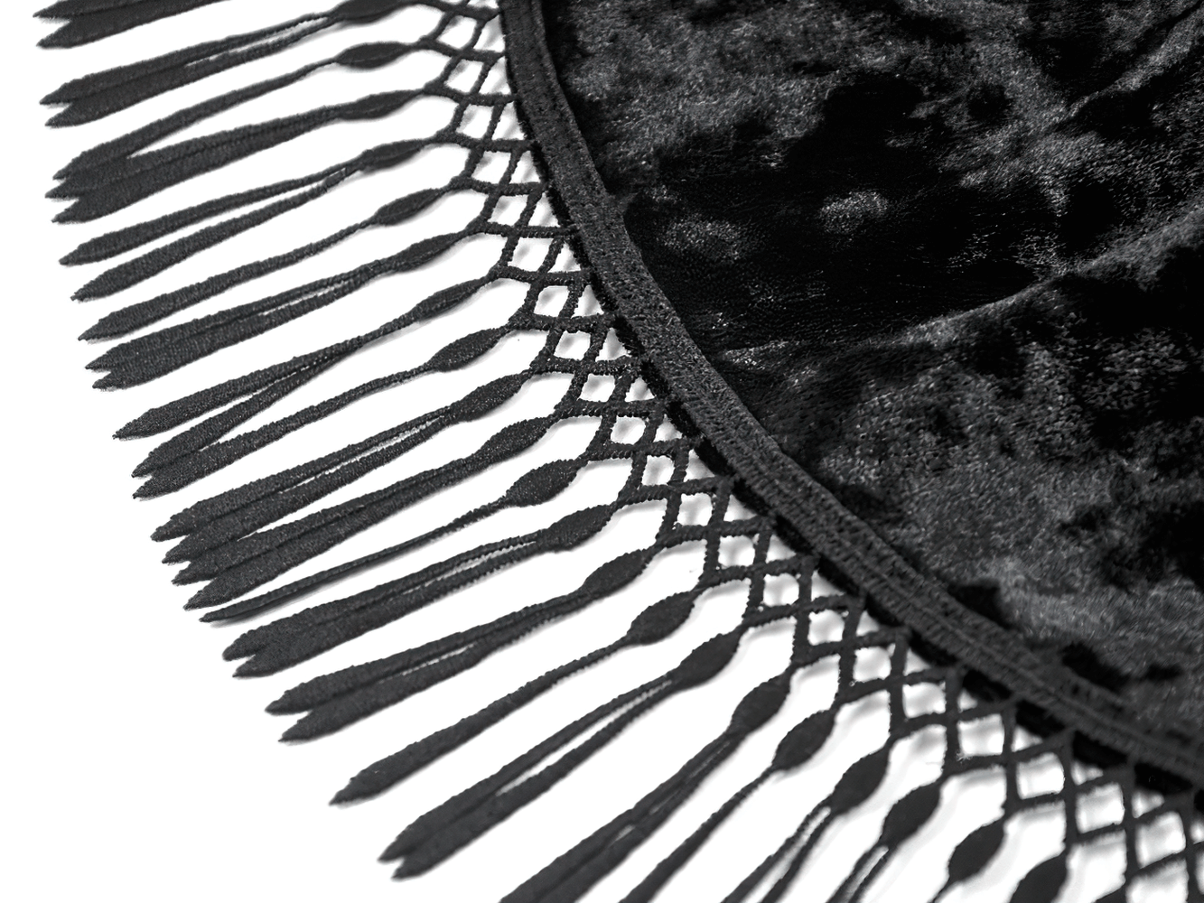 Gothic Black Velvet and Lace Maxi Skirt with Floral Trim