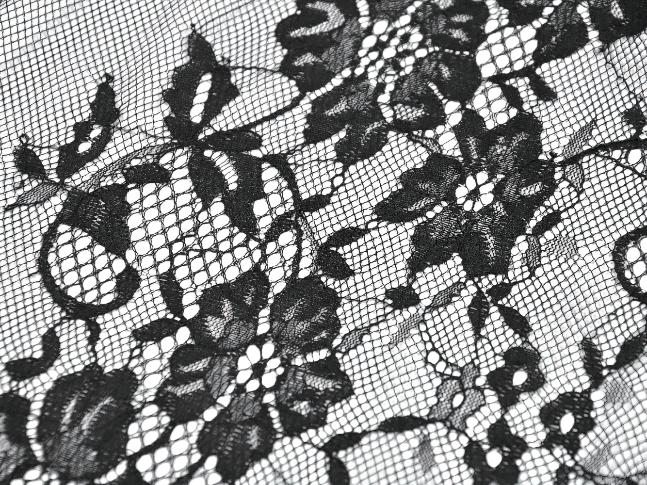 Gothic Black Velvet and Lace Maxi Skirt with Floral Trim