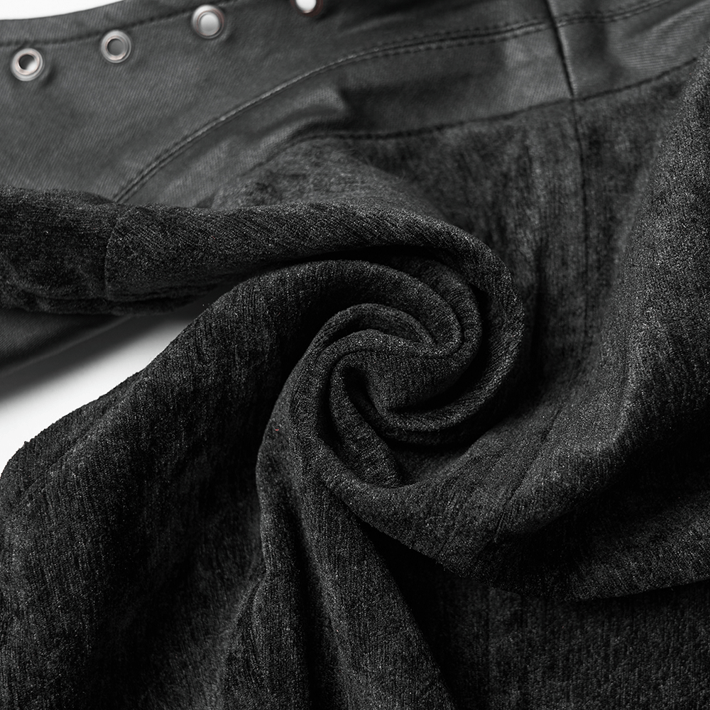 Gothic Black Velvet Punk Vest with Buckle Straps