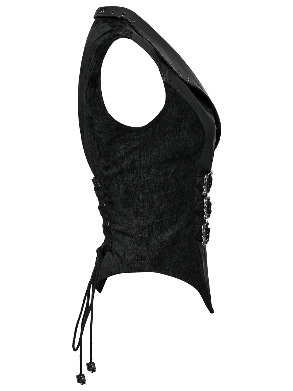 Gothic Black Velvet Punk Vest with Buckle Straps