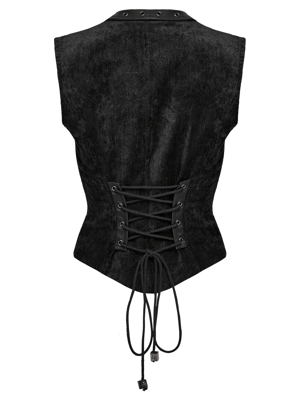 Gothic Black Velvet Punk Vest with Buckle Straps