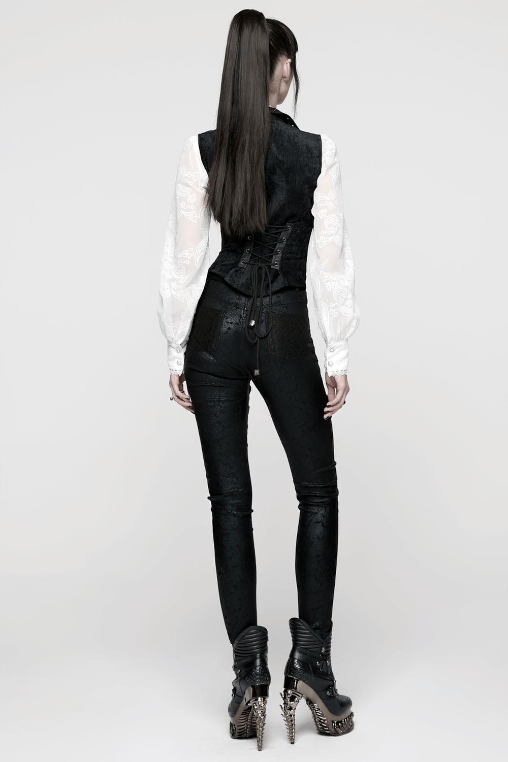 Gothic Black Velvet Punk Vest with Buckle Straps