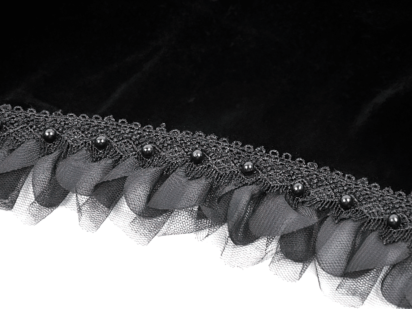 Gothic Black Velvet Shrug with Lace and Feather Trim