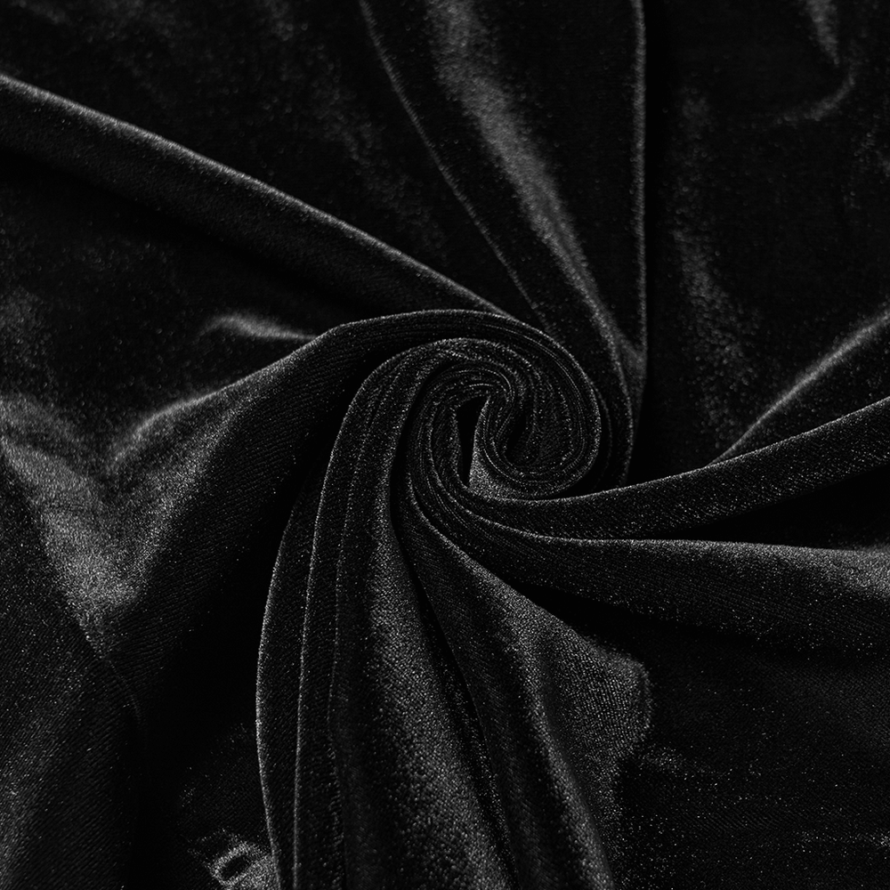 Gothic Black Velvet Top with Lace and Red Heart Detail