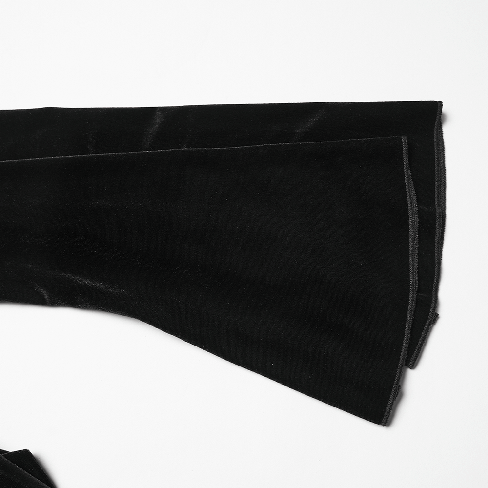 Gothic Black Velvet Top with Lace and Red Heart Detail