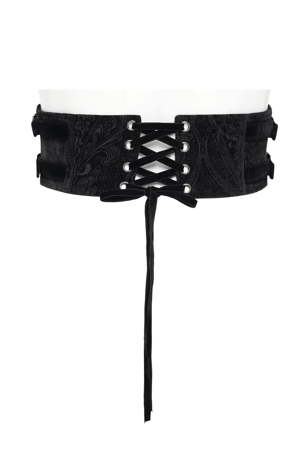 Gothic Black Waist Cincher with Chains and Cross
