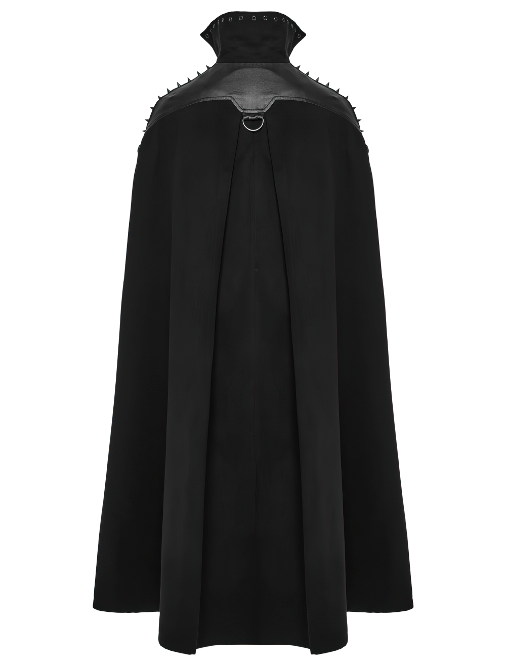 Gothic Black Woolen Cape with Buckle Accents for Men
