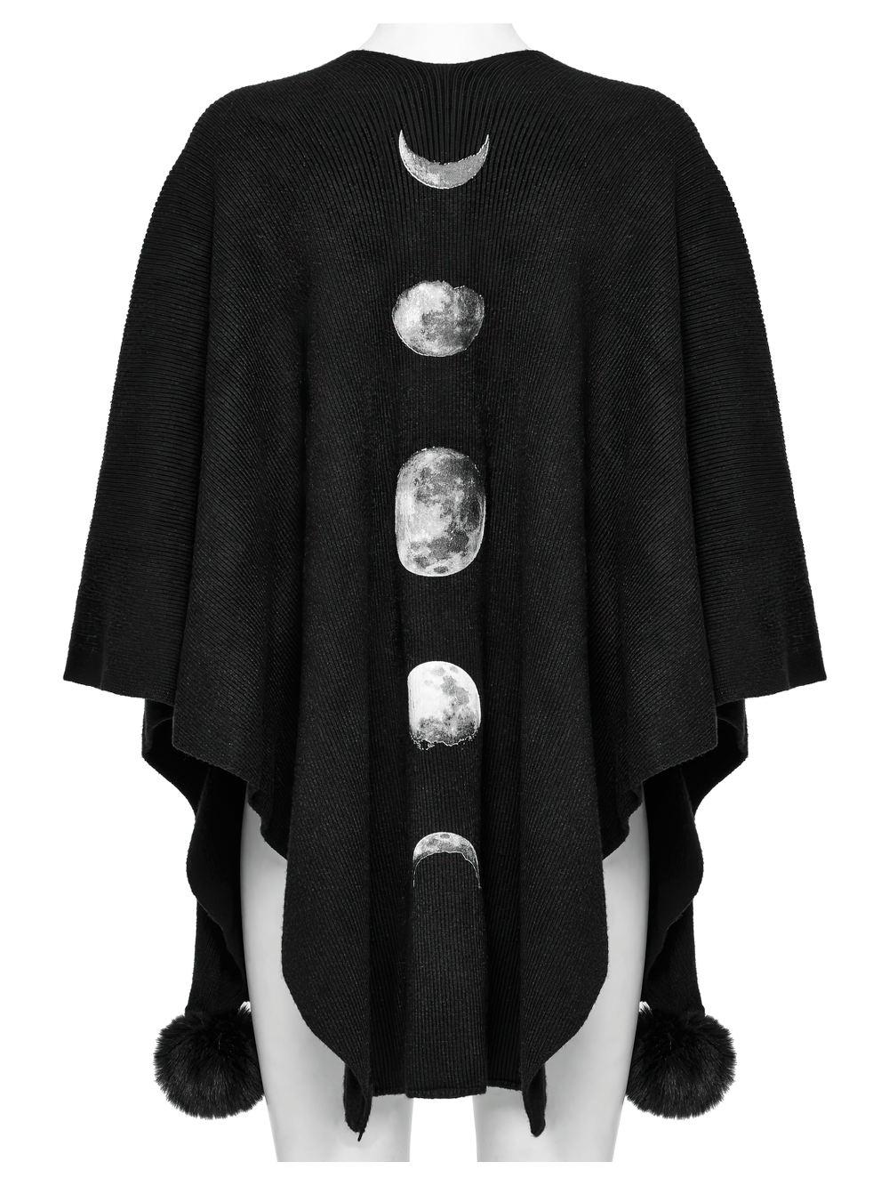 Gothic Black Woolen Shawl with Lunar Eclipse Print