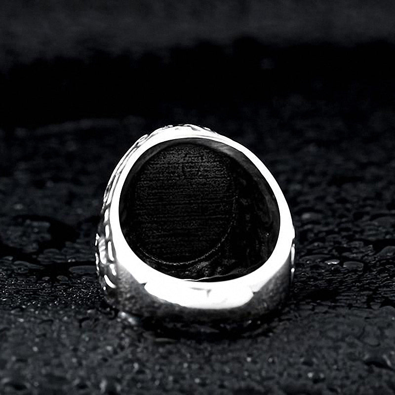 Gothic Blue and Black Stone Ring / Stainless Steel Alternative Fashion Jewelry