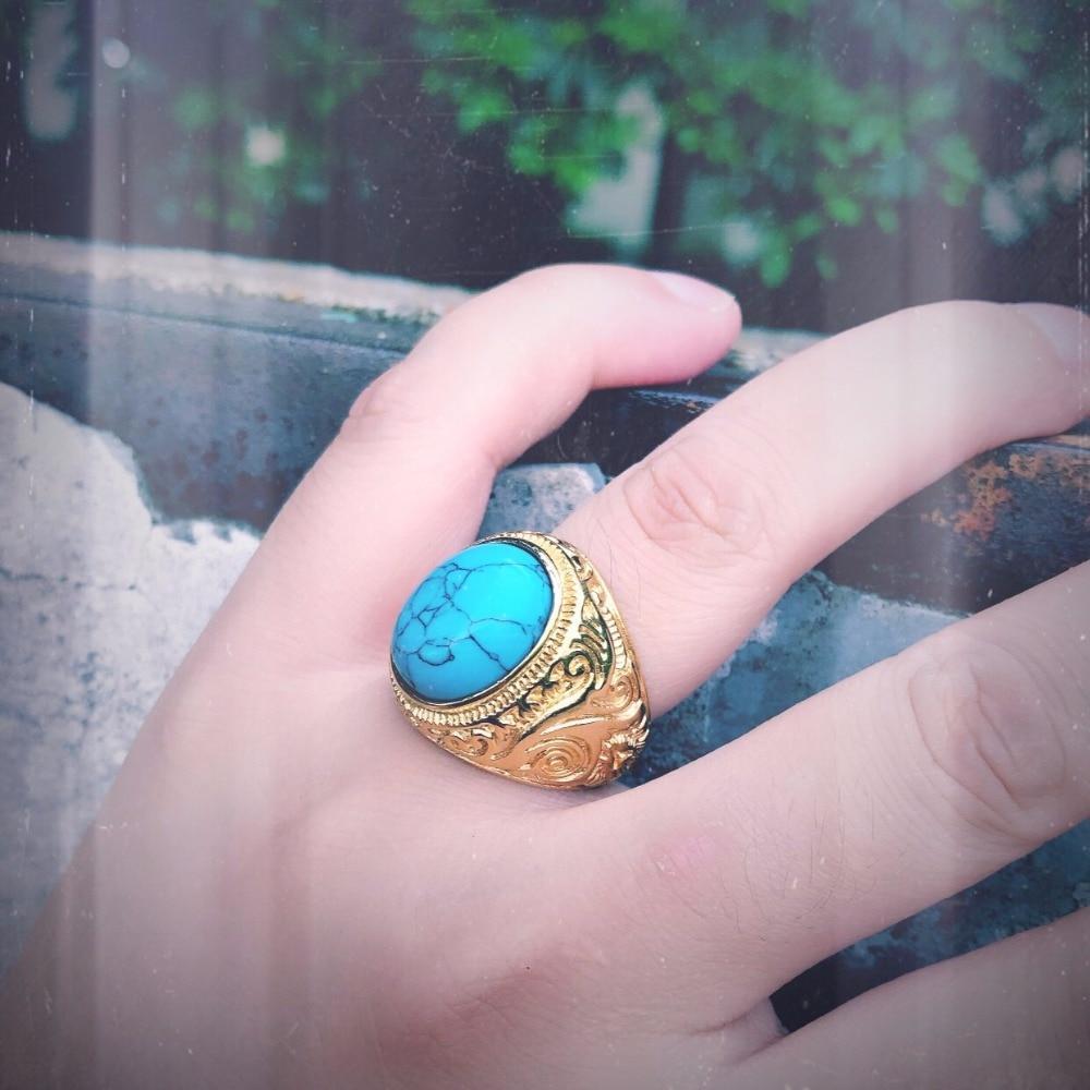 Gothic Blue and Black Stone Ring / Stainless Steel Alternative Fashion Jewelry
