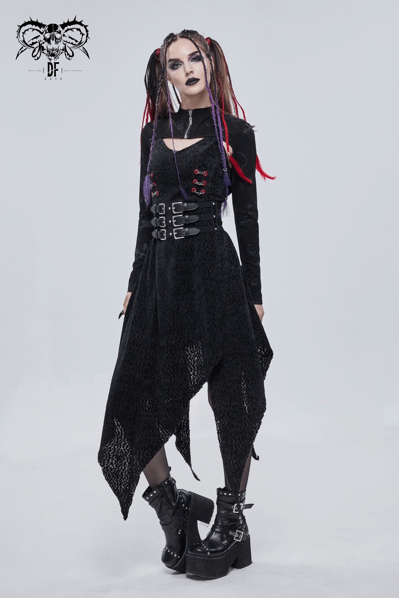 Gothic Bone Printed Zipper Cape / Women's Strappy Bolero with Lacing at the Back