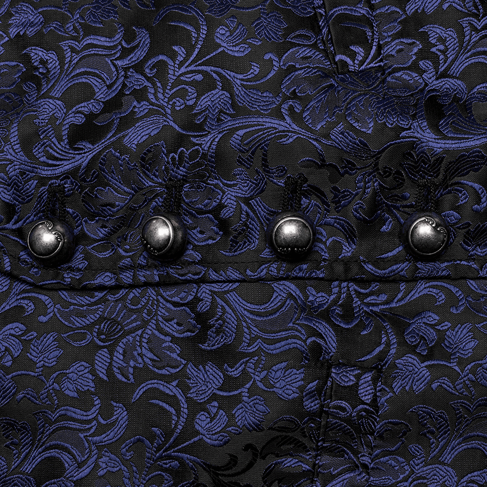 Gothic Brocade Men's Waistcoat with Leather Detail