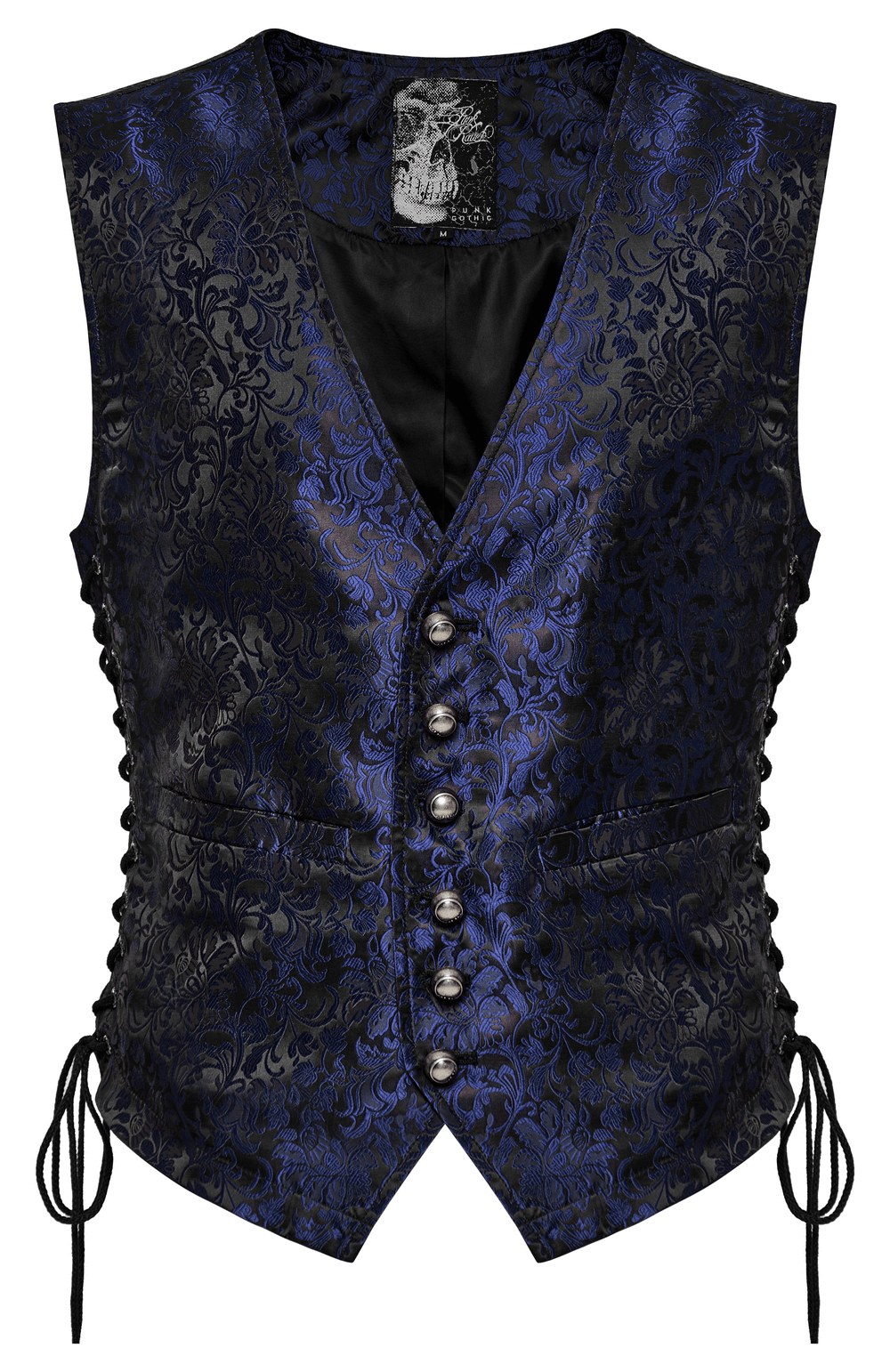 Gothic Brocade Men's Waistcoat with Leather Detail